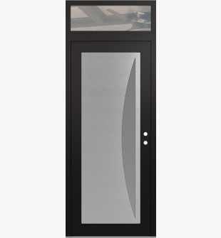 Diamond C13 36" x 96" black/white frosted Glass Panel stainless steel LHI with Transom clear Glass
