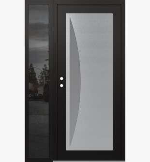 Diamond C13 52" x 80" black/white frosted Glass Panel stainless steel RHI with Sidelite mirrored Glass
