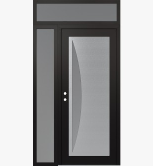 Diamond C13 50" x 96" black/white frosted Glass Panel stainless steel RHI with Sidelite and Transom frosted Glass