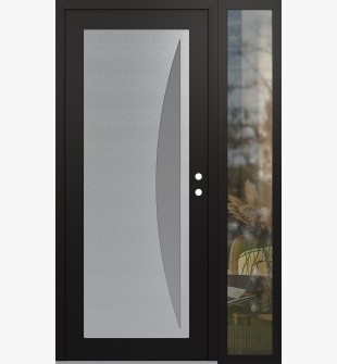 Diamond C13 48" x 80" black/white frosted Glass Panel stainless steel LHI with Sidelite clear Glass