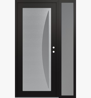 Diamond C13 50" x 80" black/white frosted Glass Panel stainless steel LHI with Sidelite frosted Glass