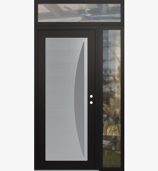 Diamond C13 52" x 96" black/white frosted Glass Panel stainless steel LHI with Sidelite and Transom clear Glass