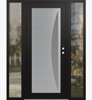 Diamond C13 64" x 80" black/white frosted Glass Panel stainless steel LHI with 2 Sidelites clear Glass