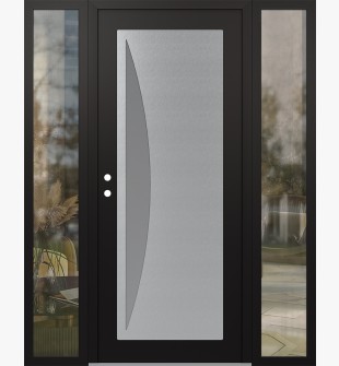 Diamond C13 60" x 80" black/white frosted Glass Panel stainless steel RHI with 2 Sidelites clear Glass