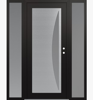 Diamond C13 60" x 80" black/white frosted Glass Panel stainless steel LHI with 2 Sidelites frosted Glass