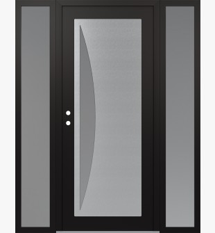 Diamond C13 64" x 80" black/white frosted Glass Panel stainless steel RHI with 2 Sidelites frosted Glass