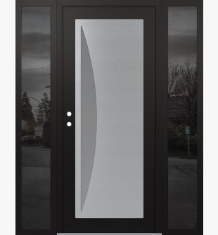 Diamond C13 64" x 80" black/white frosted Glass Panel stainless steel RHI with 2 Sidelites mirrored Glass