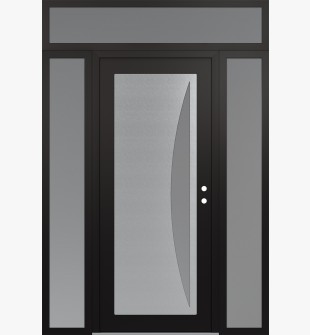 Diamond C13 68" x 96" black/white frosted Glass Panel stainless steel LHI with 2 Sidelites and Transom frosted Glass