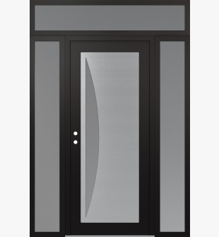 Diamond C13 60" x 96" black/white frosted Glass Panel stainless steel RHI with 2 Sidelites and Transom frosted Glass