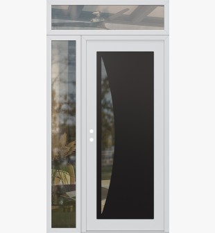 Diamond C13 50" x 96" white/white clear Glass Panel black RHI with Sidelite and Transom clear Glass