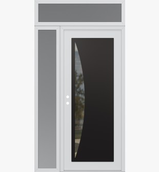 Diamond C13 48" x 96" white/white clear Glass Panel black RHI with Sidelite and Transom frosted Glass