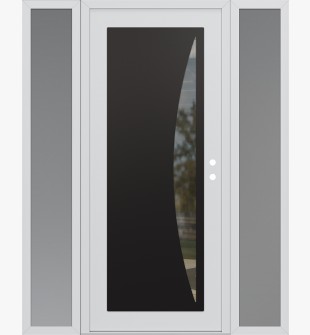 Diamond C13 68" x 80" white/white clear Glass Panel black LHI with 2 Sidelites frosted Glass