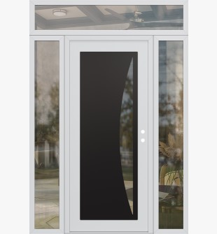 Diamond C13 60" x 96" white/white clear Glass Panel black LHI with 2 Sidelites and Transom clear Glass