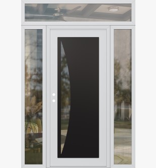 Diamond C13 64" x 96" white/white clear Glass Panel black RHI with 2 Sidelites and Transom clear Glass