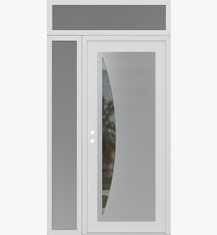 Diamond C13 50" x 96" white/white clear Glass Panel stainless steel RHI with Sidelite and Transom frosted Glass