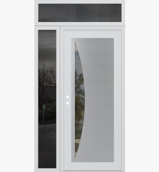 Diamond C13 52" x 96" white/white clear Glass Panel stainless steel RHI with Sidelite and Transom mirrored Glass