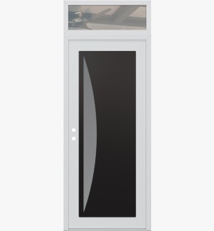 Diamond C13 36" x 96" white/white frosted Glass Panel black RHI with Transom clear Glass