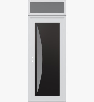 Diamond C13 36" x 96" white/white frosted Glass Panel black RHI with Transom frosted Glass