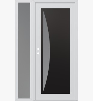 Diamond C13 52" x 80" white/white frosted Glass Panel black RHI with Sidelite frosted Glass