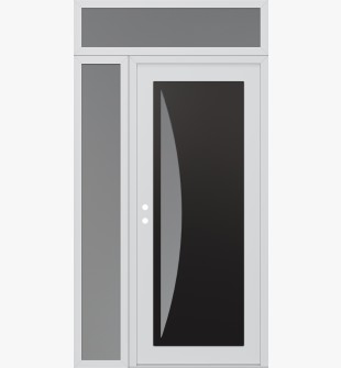 Diamond C13 50" x 96" white/white frosted Glass Panel black RHI with Sidelite and Transom frosted Glass