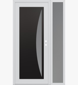 Diamond C13 52" x 80" white/white frosted Glass Panel black LHI with Sidelite frosted Glass