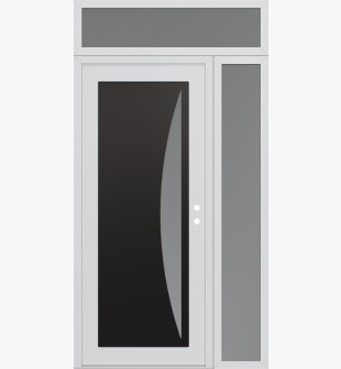 Diamond C13 48" x 96" white/white frosted Glass Panel black LHI with Sidelite and Transom frosted Glass