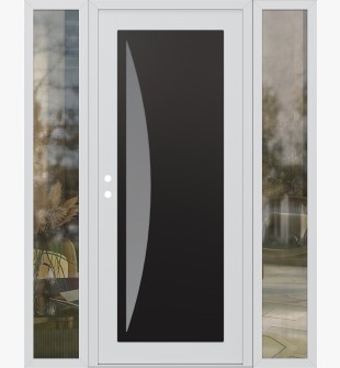 Diamond C13 64" x 80" white/white frosted Glass Panel black RHI with 2 Sidelites clear Glass