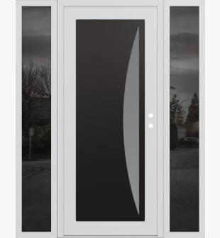 Diamond C13 64" x 80" white/white frosted Glass Panel black LHI with 2 Sidelites mirrored Glass