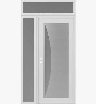 Diamond C13 50" x 96" white/white frosted Glass Panel stainless steel RHI with Sidelite and Transom frosted Glass