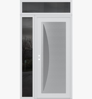 Diamond C13 52" x 96" white/white frosted Glass Panel stainless steel RHI with Sidelite and Transom mirrored Glass