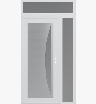 Diamond C13 48" x 96" white/white frosted Glass Panel stainless steel LHI with Sidelite and Transom frosted Glass