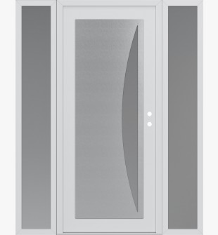 Diamond C13 68" x 80" white/white frosted Glass Panel stainless steel LHI with 2 Sidelites frosted Glass