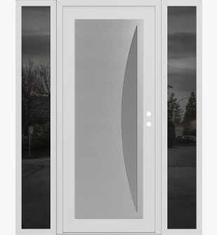 Diamond C13 64" x 80" white/white frosted Glass Panel stainless steel LHI with 2 Sidelites mirrored Glass