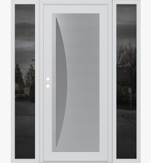 Diamond C13 60" x 80" white/white frosted Glass Panel stainless steel RHI with 2 Sidelites mirrored Glass