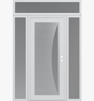 Diamond C13 68" x 96" white/white frosted Glass Panel stainless steel LHI with 2 Sidelites and Transom frosted Glass