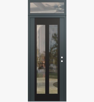 Diamond C14 36" x 96" anthracite/anthracite clear Glass Panel black LHI with Transom clear Glass