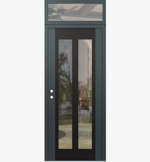 Diamond C14 36" x 96" anthracite/anthracite clear Glass Panel black RHI with Transom clear Glass