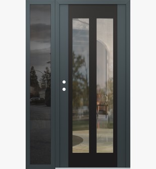 Diamond C14 48" x 80" anthracite/anthracite clear Glass Panel black RHI with Sidelite mirrored Glass