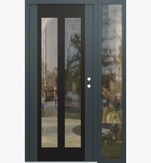 Diamond C14 48" x 80" anthracite/anthracite clear Glass Panel black LHI with Sidelite clear Glass