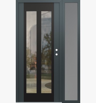 Diamond C14 52" x 80" anthracite/anthracite clear Glass Panel black LHI with Sidelite frosted Glass