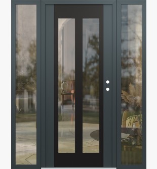 Diamond C14 60" x 80" anthracite/anthracite clear Glass Panel black LHI with 2 Sidelites clear Glass