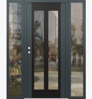 Diamond C14 60" x 80" anthracite/anthracite clear Glass Panel black RHI with 2 Sidelites clear Glass