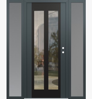 Diamond C14 64" x 80" anthracite/anthracite clear Glass Panel black LHI with 2 Sidelites frosted Glass