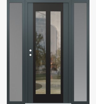 Diamond C14 64" x 80" anthracite/anthracite clear Glass Panel black RHI with 2 Sidelites frosted Glass