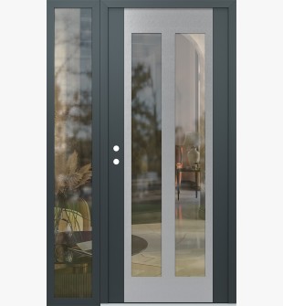 Diamond C14 50" x 80" anthracite/anthracite clear Glass Panel stainless steel RHI with Sidelite clear Glass