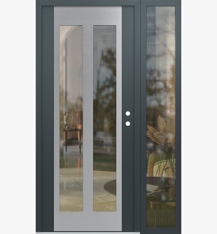 Diamond C14 50" x 80" anthracite/anthracite clear Glass Panel stainless steel LHI with Sidelite clear Glass