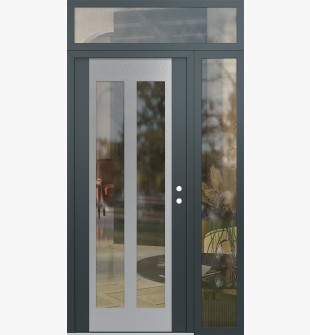 Diamond C14 50" x 96" anthracite/anthracite clear Glass Panel stainless steel LHI with Sidelite and Transom clear Glass