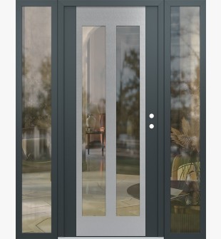 Diamond C14 68" x 80" anthracite/anthracite clear Glass Panel stainless steel LHI with 2 Sidelites clear Glass