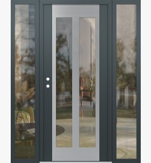 Diamond C14 60" x 80" anthracite/anthracite clear Glass Panel stainless steel RHI with 2 Sidelites clear Glass
