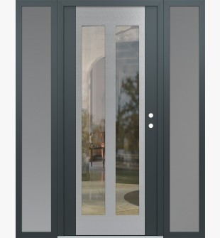 Diamond C14 68" x 80" anthracite/anthracite clear Glass Panel stainless steel LHI with 2 Sidelites frosted Glass